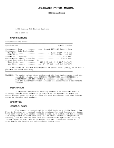 Nissan 90 ~93 Nissan B13 AC heater system manual
